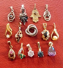 LOT Bijoux Pendentifs Plaqué Or Pierres Argent Massif SILVER Gold Plated JEWELRY