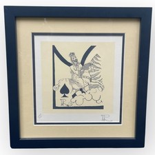 Sérigraphie Cubaine Roi Sur Cheval Carte À Jouer Signée Encadrée