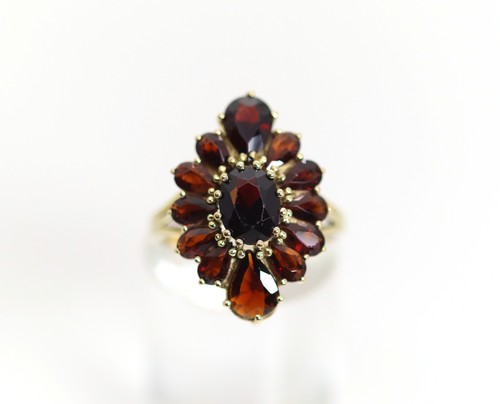 Vintage bague jaune grenat - or,