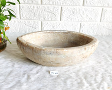 Ancien Primitive Main Blanc Marbre Pierre Mortier Décor Ustensiles de Cuisine