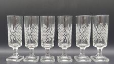 6 FLUTES A CHAMPAGNE VINTAGE 60/70 VERRE DECOR IMPRIME CANNAGE & ETOILE H16,5 cm