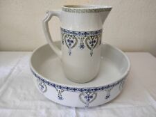 Ancien nécessaire de toilette Cuvette, Bassine + Broc, Pichet en céramique
