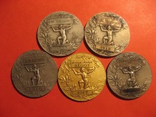 5 x Médailles Sté Lyonnaise d'enseignement Professionnel  du Rhône ARGENT 1er T