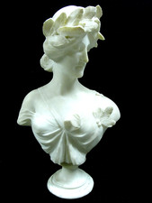 ?? A CIPRIANI GRANDE SCULPTURE BUSTE FEMME ELEGANTE ART NOUVEAU ALBÂTRE MARBRE
