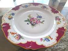 Plat à gâteaux porcelaine, Ancienne Manufacture Royale de Limoges, décor pourpre