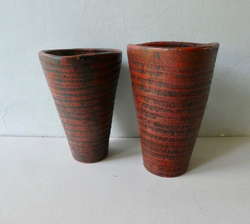 Paire vases terre - paire, cuite