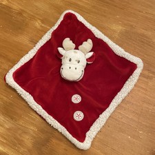 Doudou renne élan Cerf noël plat NICOTOY rouge blanc SANS écharpe flocon