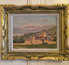 Huile sur Panneau Léon CABAUSSEL (1885-1956) "Village Provençal au Crépuscule" 