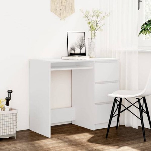 Bureau blanc 90x45x76 bois - bureau,