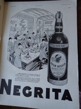 NEGRITA OLD NICK RUM BARDINET BORDEAUX publicité papier ILLUSTRATION 1931 eb