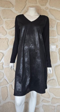 Robe noire façon peau - , devant