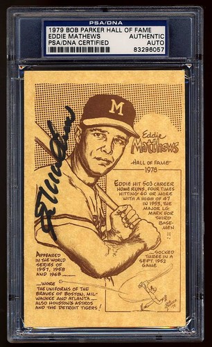 Eddie mathews signed 1979 bob - mathews,