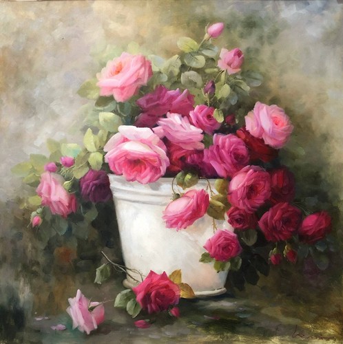 Fleurs peinture huile sur - fleurs,
