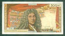 RARE BILLET DE 500NF MOLIÈRE