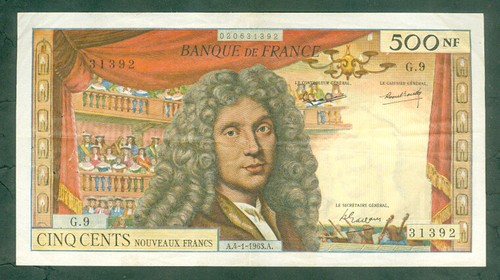 Rare billet 500nf molière - rare,