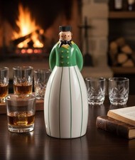 bouteille/carafe vintage robj paris en céramique - personnage art déco vert