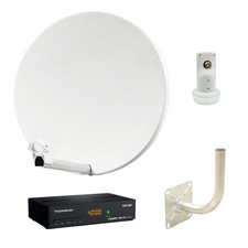 Pack HDSAT Parabole Satellite Fibre Blanche 60cm + LNB Single + Décodeur Satelli