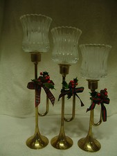 VNTG BRASS 3 CANDLE STICKS