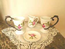 Tête à Tête 2 petits mazagrans, pot à lait mini soucoupe en porcelaine