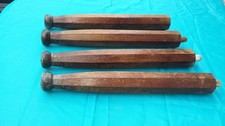 4 ANCIENS PIEDS DE TABLE BISEAUTES BOIS ACAJOU VINTAGE 1940 DECORATION MEUBLES