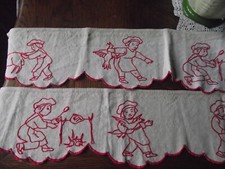 /? LINGES ANCIENS ( bordures étagère brodées  )  ?  /