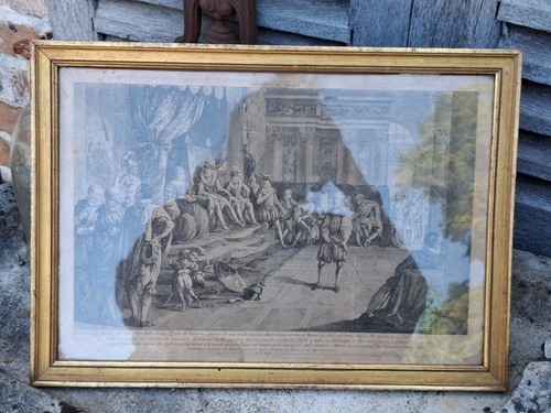 Gravure ancienne la - la, retraite