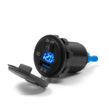 PRISE USB DE CHARGE RAPIDE POUR MOTO AVEC VOLTMÈTRE ET INTERRUPTEUR MARCHE/ARRÊT