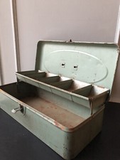 VINTAGE 1950 Ancienne Caisse Métallique Atelier Boîte Outils Pêche ManuFrance