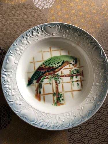 Ancien plat rond faïence - plat, en