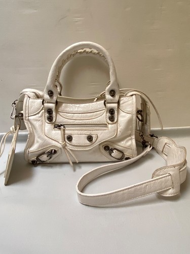 Mini sac cuir blanc - rock, chic