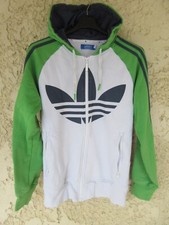 Veste à capuche ADIDAS rétro vintage jacket giacca felpa trefoil blanc vert S