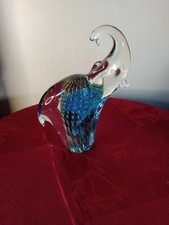 Superbe Éléphant La Trompe En L Air En Verre De Murano Hauteur 21 Cm