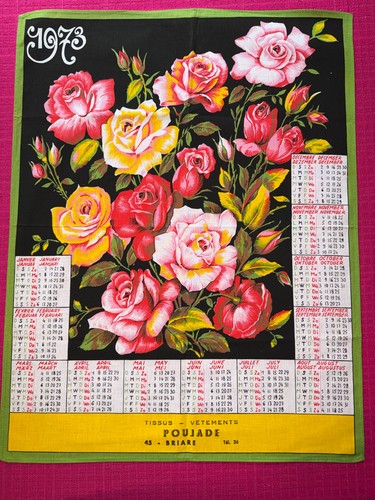 Torchon ancien calendrier 1973