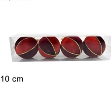 4 Boules de Noël Velours Rouge Bordeaux Ø 10 CM, DueEsse Christmas - Sconto30 %