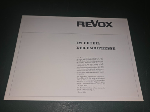 Rapport revox original - original, vintage