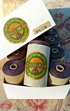 Mercerie ancienne, ANCIENNE BOITE 12 BOBINES CŒUR DE LIN EXTRA "A.CRESPEL"n°30