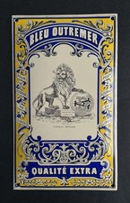 Ancienne plaque publicitaire émaillée bleu outre mer qualité extra lion azurage