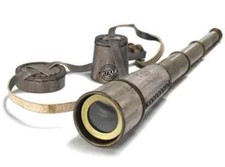 Télescope En Cuir Vintage Look Rétro Portable Cadeau Militaire Pour Hommes/Fils