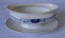 Saucière ancienne Villeroy & Boch Wallerfangen décor fleurs bleues fond blanc N5