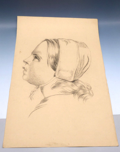 Ancien grand dessin portrait - grand,