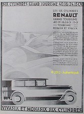 PUBLICITE DE 1928 AUTOMOBILE RENAULT VIVASIX MONASIX FRENCH AD CAR ART DECO