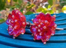 2 POIGNÉES DE MEUBLE FLEURS PÉTALES ET PERLES EN PLASTIQUE 