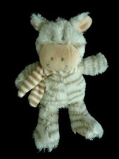 J1. DOUDOU PELUCHE CLAYRE EEF ZEBRE BLANC BEIGE GRIS RAYE 22c ETAT NEUF*
