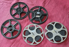ANCIENS LOTS DE 5 BOBINES DE FILMS  2 VIDES ET 3 AVEC FILM VOYAGE PRIVE 1950