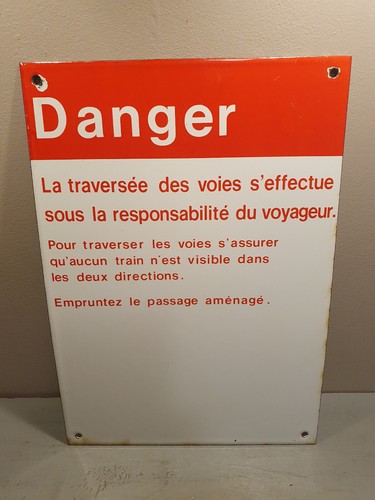 Plaque émaillée sncf danger - plaque,