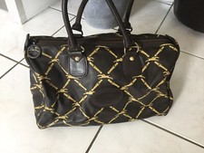Sac bowling LONGCHAMP cuir marron/doré impression LM édition limitée