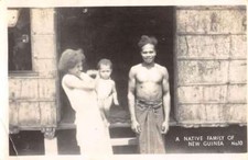 New Guinea Native Family With Baby Real Photo Antique Postcard K86919