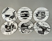 6 Assiettes Lunéville Leçon De Musique Élustrations Différentes Blanc Et Noir 