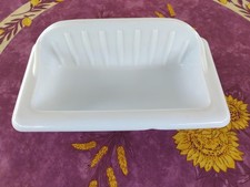 Porte Savon Blanc en Céramique Emaillée Ecas Italie Art Déco 1,150 Kg 24cm