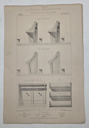 Planche gravée 1880 bancs - planche,